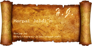 Herpai Jolán névjegykártya